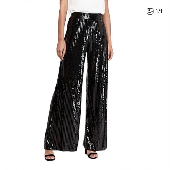 Express Pants - Express Sequin Wide Leg Palazzo Pants X Karla - Lined